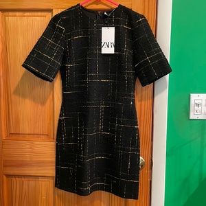 BRAND NEW W/ TAGS Black & Gold Zara Dress